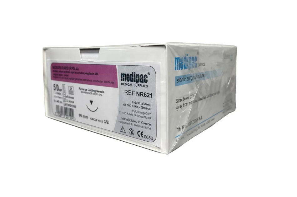 Neosorb (entspricht Vicryl Rapid) – Geflochtenes Schnellnahtmaterial. Schnell resorbierbar. Packung mit 24 Stück.