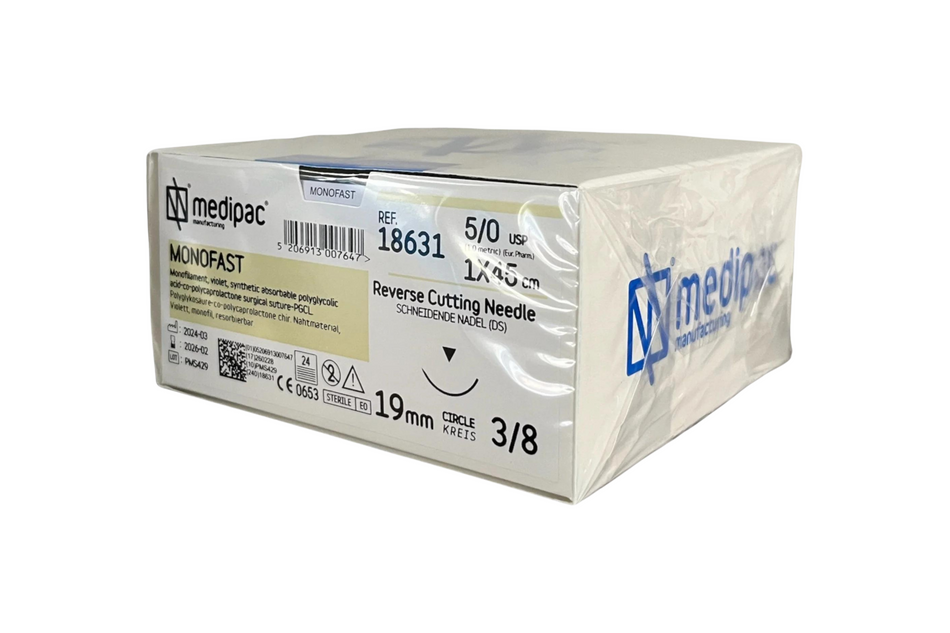 Monofast - Resorbierbares monofiles Nahtmaterial. Violett. Packung mit 24 Stück.