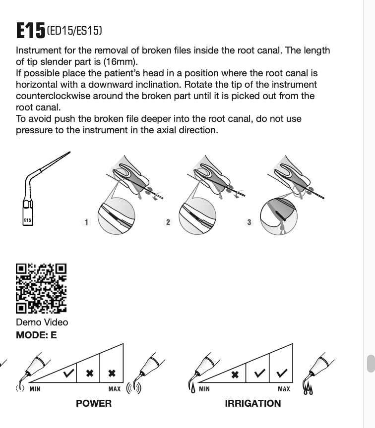 Ultrasound tip E15 endo